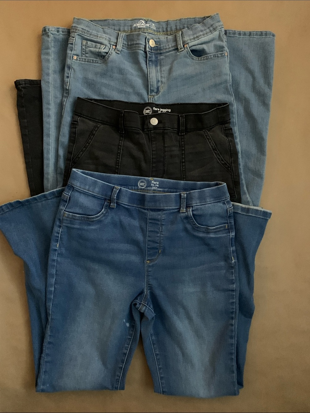 wonder nation Girls Jeans Trio in Light Blue, Black & Medium Blue